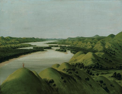 George Catlin, River Bluffs, 1320 Miles above St. Louis, oil on canvas, 28.5 x 36.6 cm, 1832 © Smithsonian American Art Museum