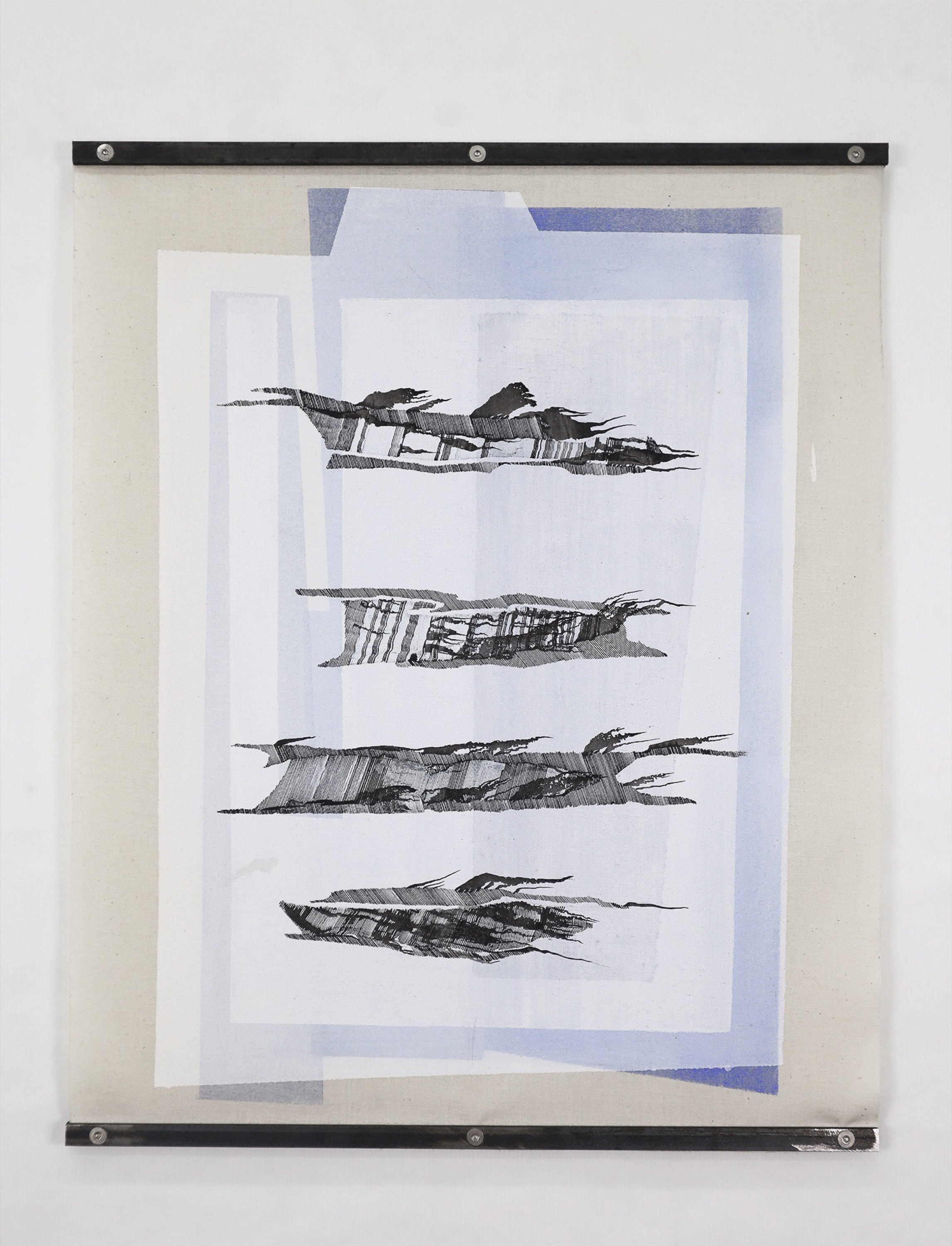 Amélie Bouvier, Serapis #1 , 2021, gouache, inkt, gesso, staal, 44,5 x 37 cm