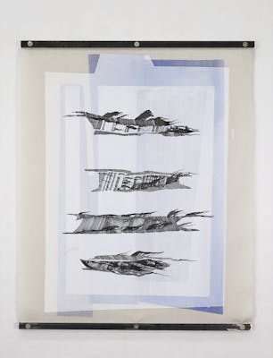 Amélie Bouvier, Serapis #1 , 2021, gouache, inkt, gesso, staal, 44,5 x 37 cm