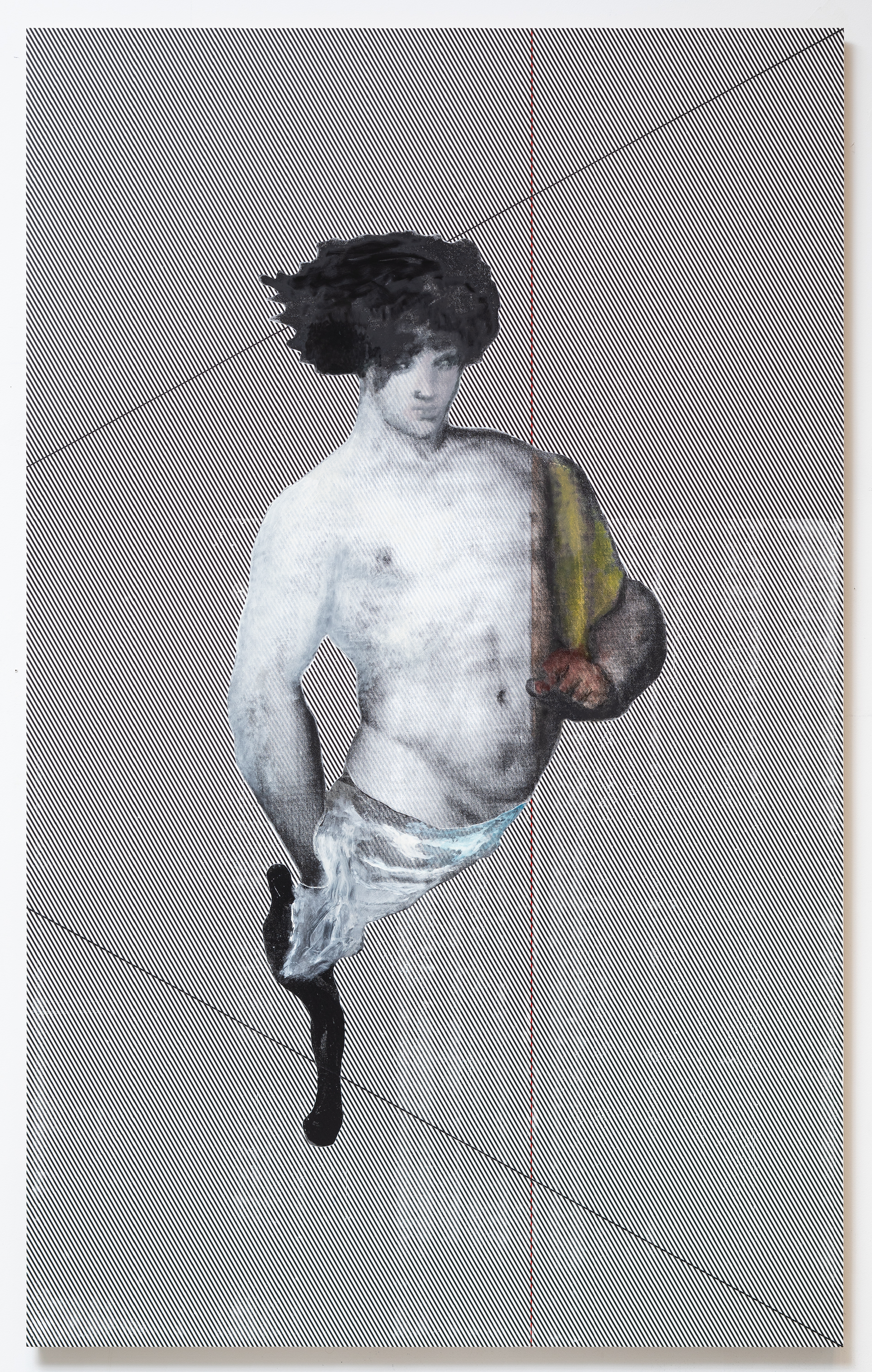 R. H. Quaytman, Wiertz’s Revolt, Chapter 0 , 2021, olie, zeefdrukinkt, gesso op hout, 133 x 215,3 cm. – © R. H. Quaytman, courtesy de kunstenaar en Gladstone Gallery, New York en Brussel, fotograaf David Regen