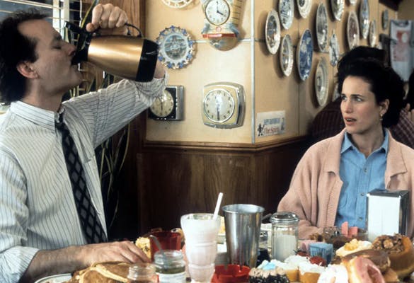 Bill Murray and Andie MacDowell in a scene from the film Groundhog Day – © Columbia Pictures/Getty Images