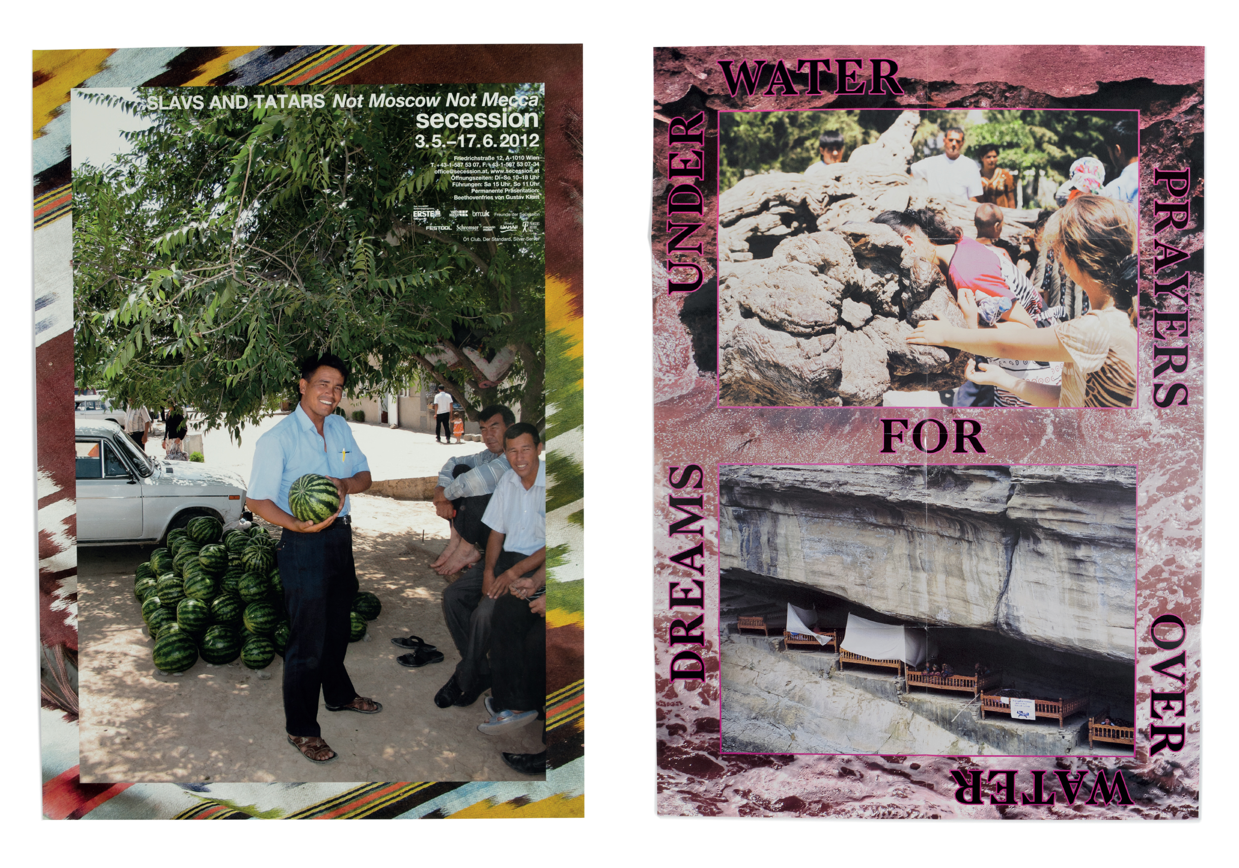 Links: Poster voor de Not Moscow Not Mecca tentoonstelling, Secession, Wenen, 2012 Rechts: Poster in opdracht van Book Works, London, 2011