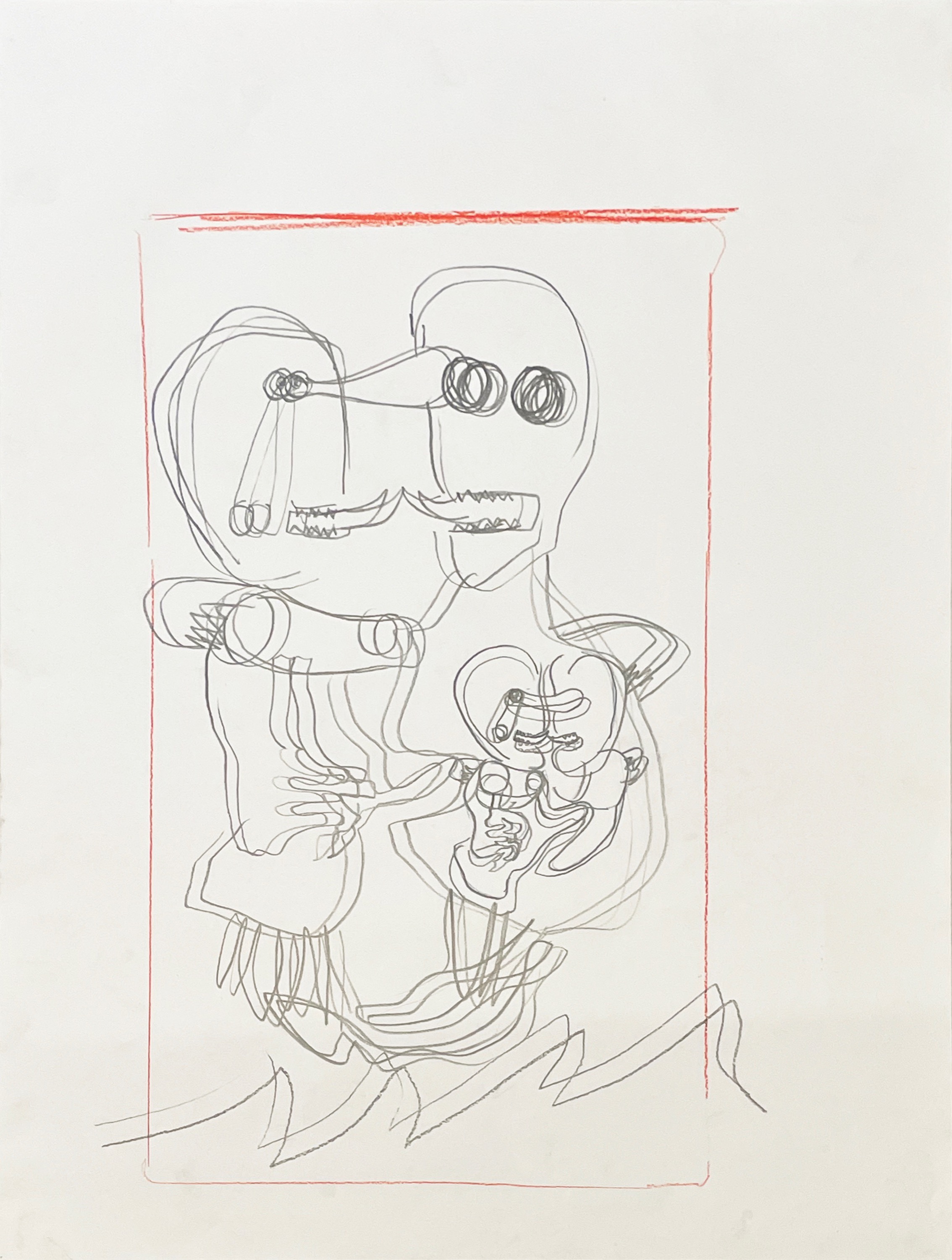 Mark Manders, Untitled Drawing , 2011–2022, 59,0 x 42,0 cm, potlood op papier, courtesy Zeno X Gallery, Antwerpen, foto Peter Cox