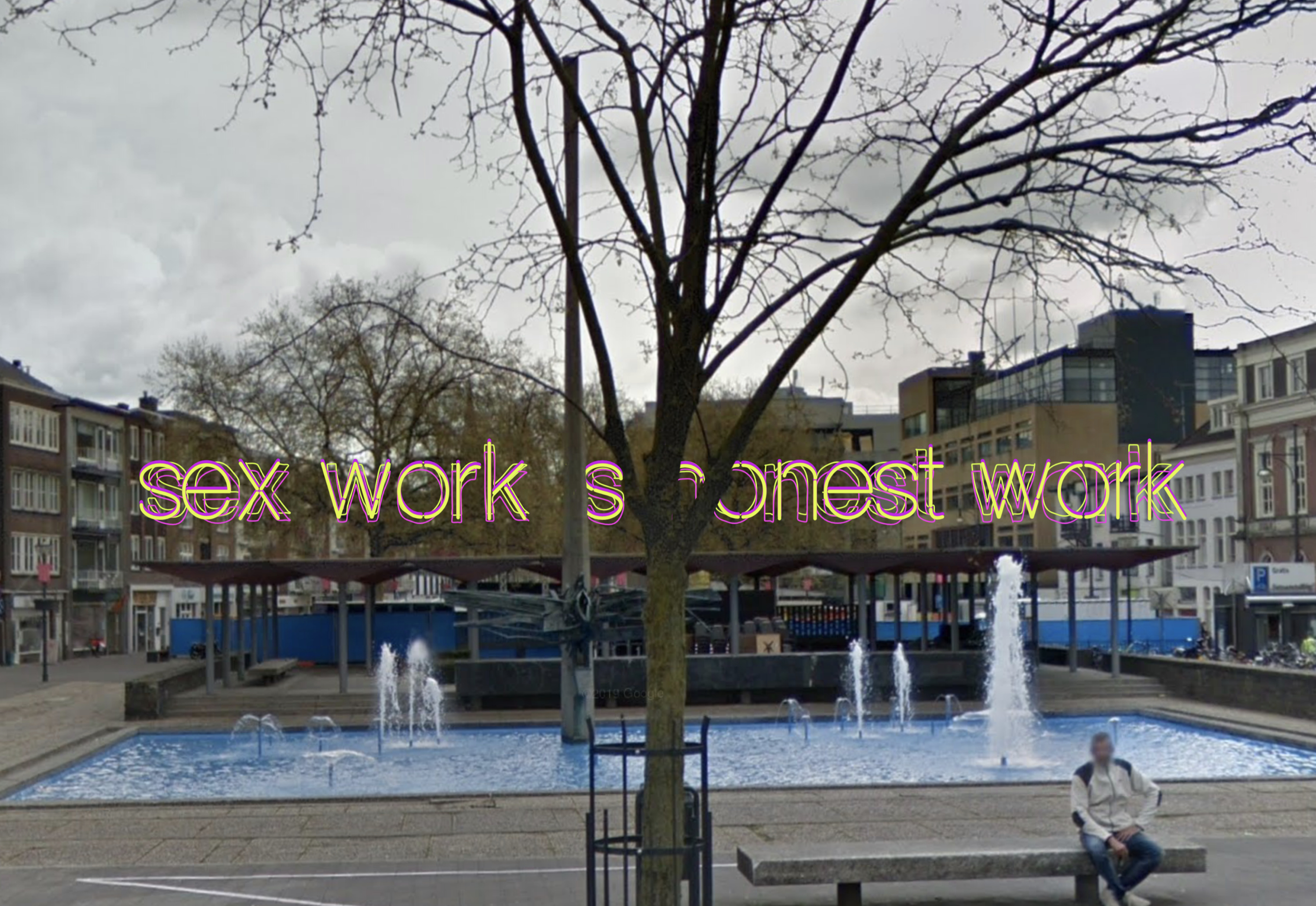 Sketch voor  Sex Work Is Honest Work , 2021, een installatie door Olu Oguibe in opdracht van sonsbeek 20→24, beeld met dank aan de kunstenaar