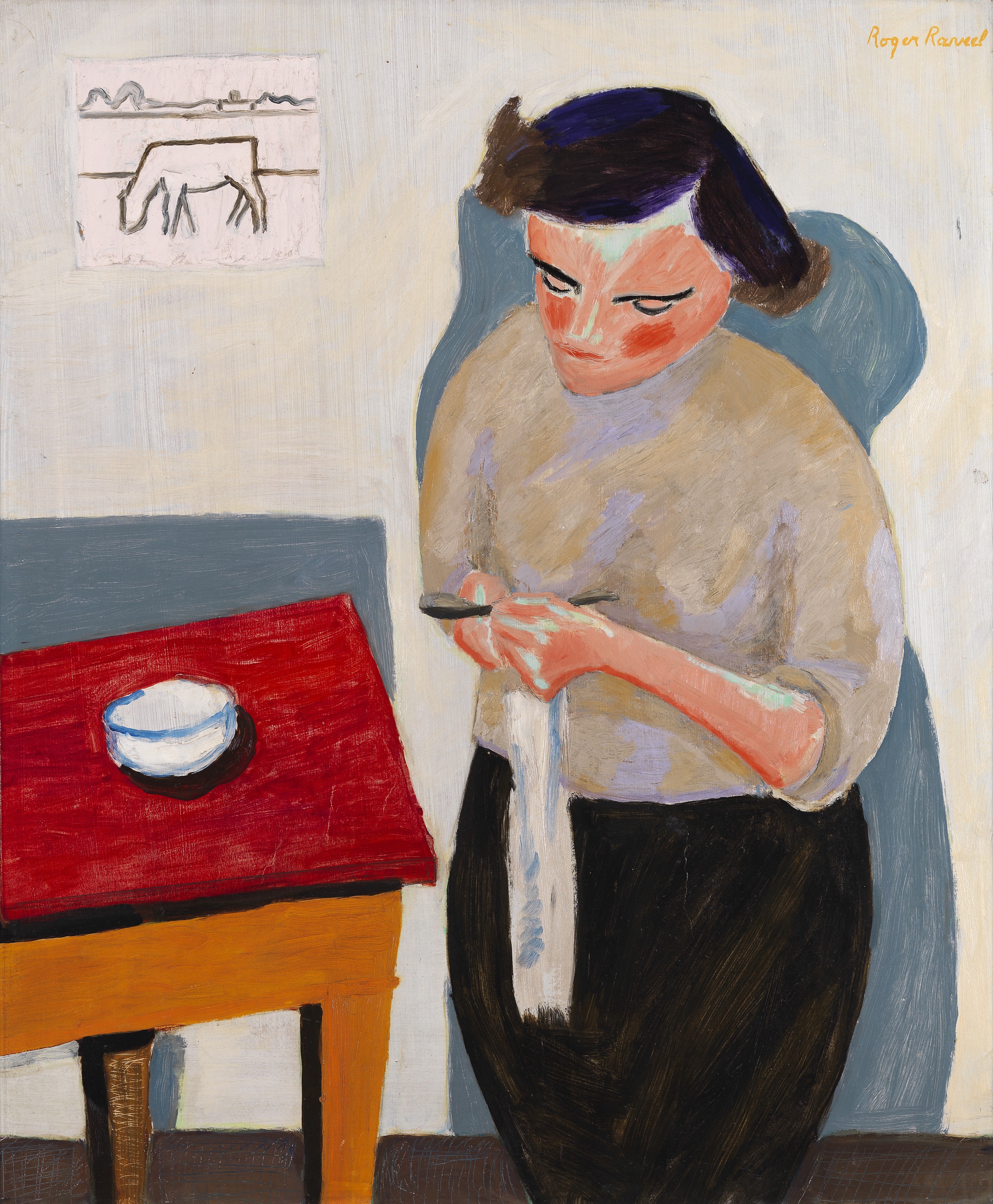 Roger Raveel, Huiselijkheid , 1948, collectie Roger Raveel Museum Vlaamse Gemeenschap