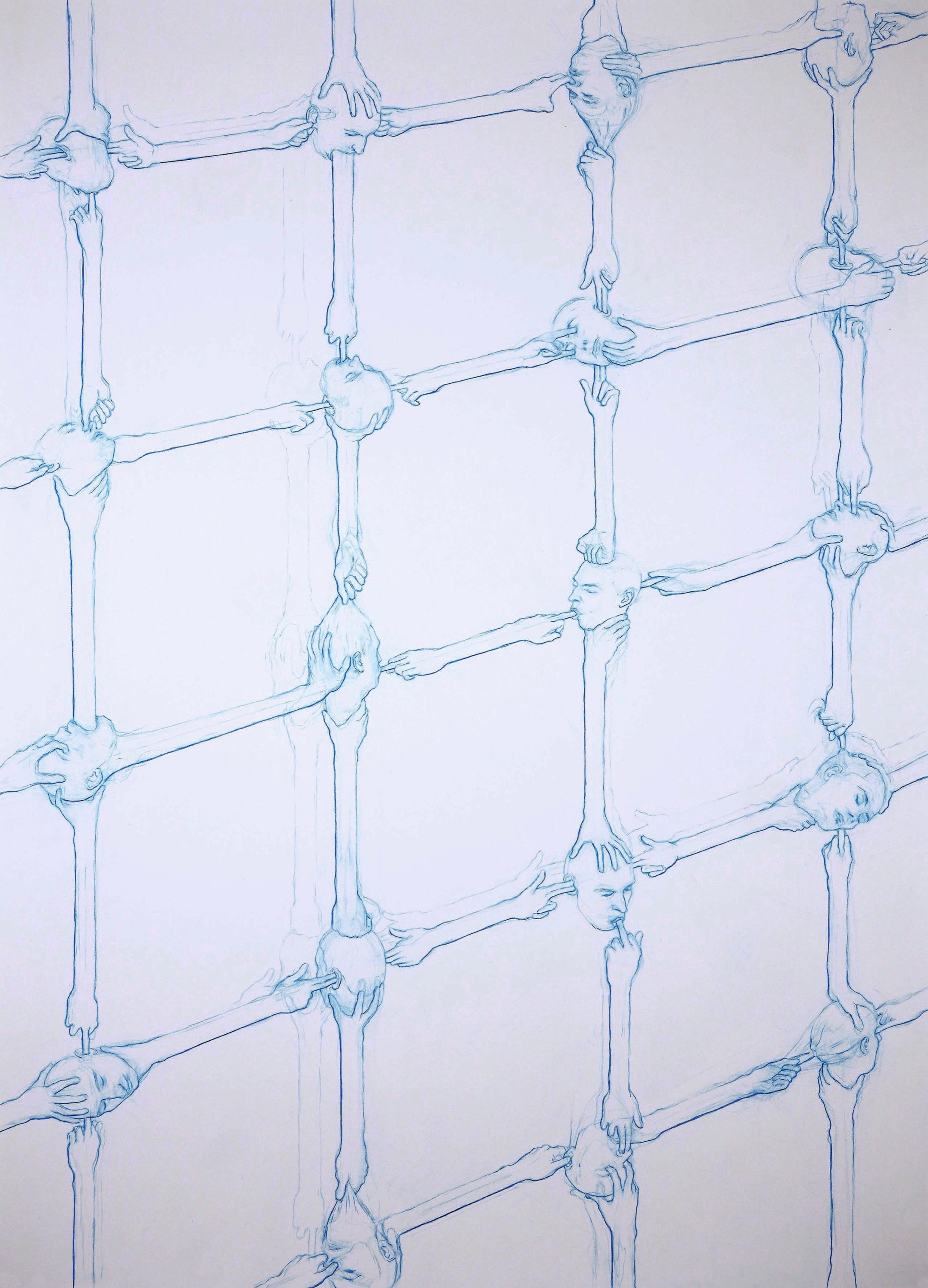 Ruben Bellinkx, Design for raw iron fence, version 3 , 2021, kleurpotlood op papier, 48 x 67,5 cm, – courtesy de kunstenaar en Geukens & De Vil