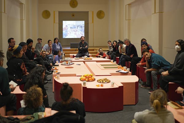 DAAR - Sandi Hilal and Alessandro Petti, Decolonial Assemblies tijdens Entity of Decolonization , 2023, La Loge, Brussel