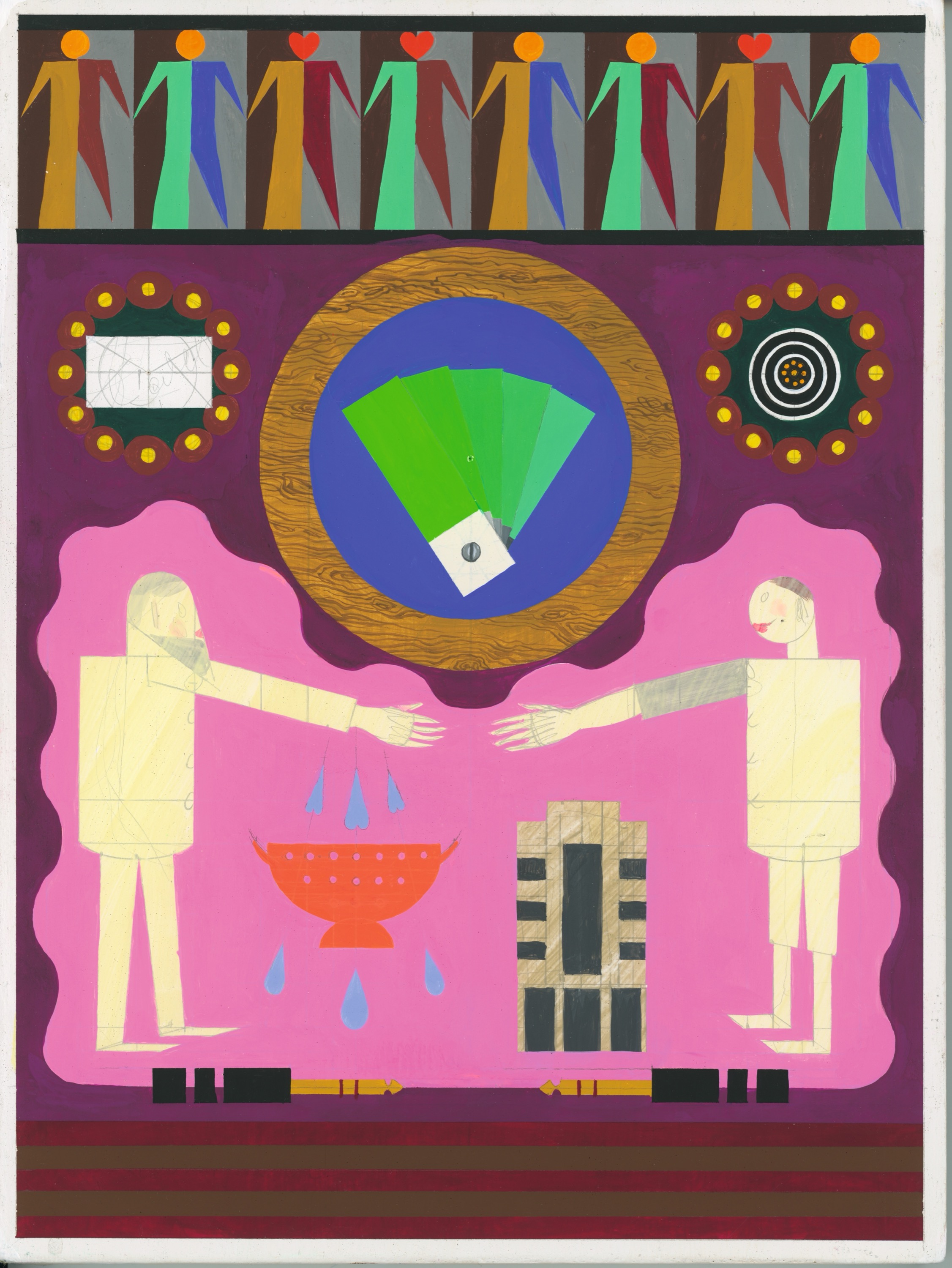 Kasper Bosmans, Legend (Parlour & J.Zelf) , 2021, gouache en zilverstift op populieren paneel, deel van een drieluik, 28 x 21 cm. – Privécollectie, Amsterdam