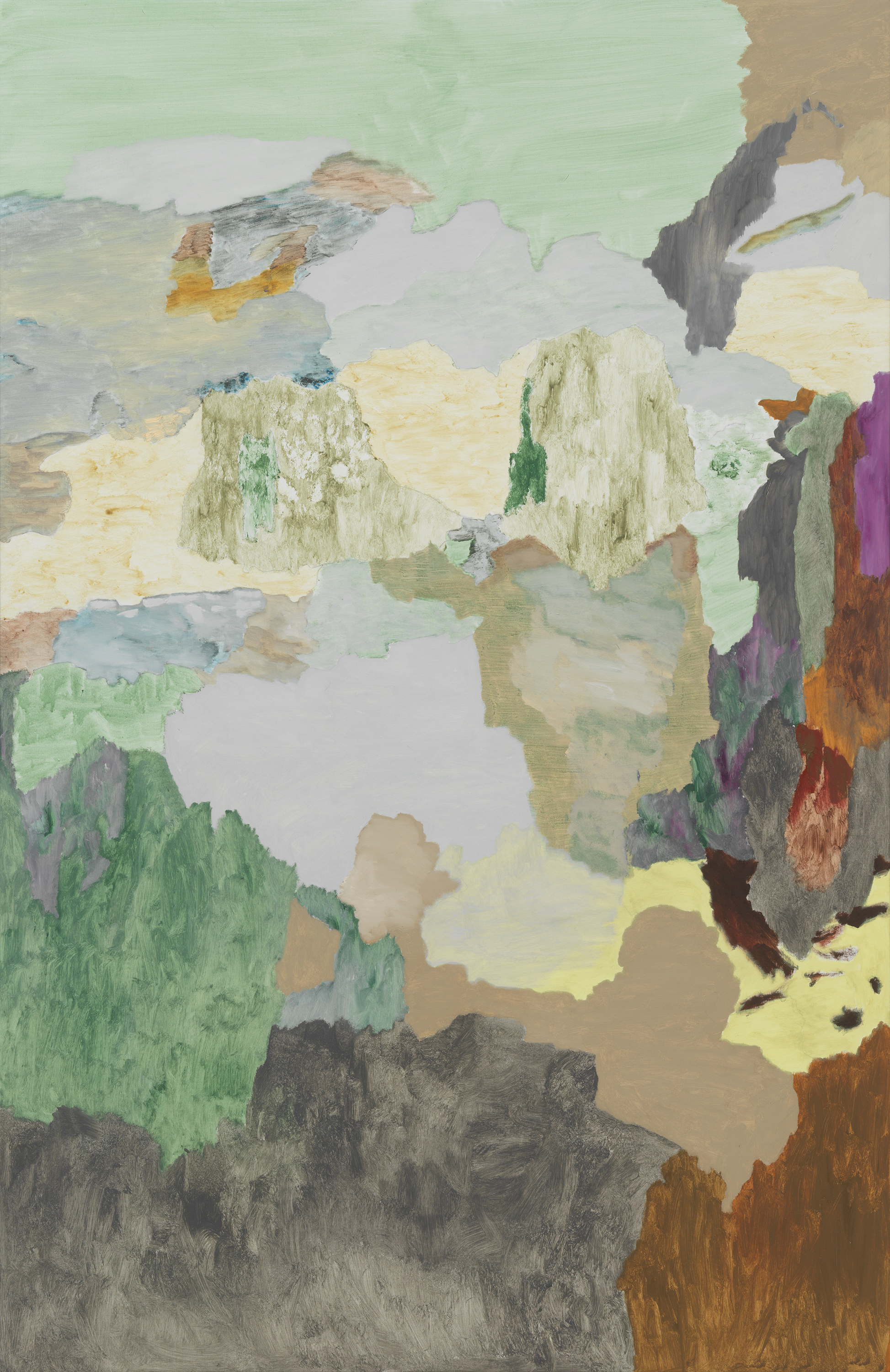 Andreas Eriksson, Rastrum , 2020, acrylverf, olieverf en ei-olie tempera op doek, doek 185x120 cm, kader 188,5x123,5x4,5cm. – Courtesy de kunstenaar en neugerriemschneider, Berlin, © Andreas Eriksson, foto Studio Andreas Eriksson