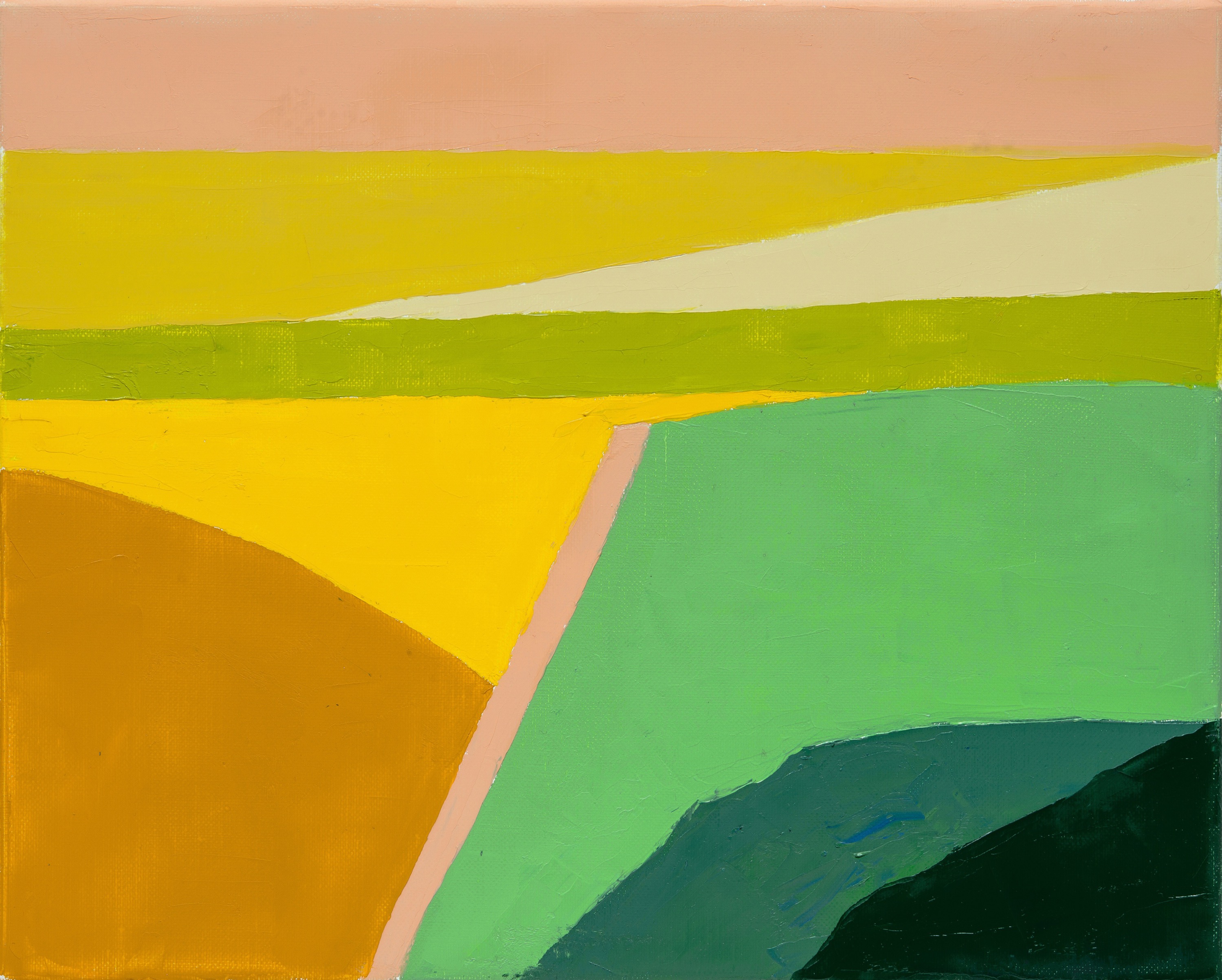 Etel Adnan, Zonder titel , 2014, olieverf op doen, 38 × 46 cm, collectie Jean Frémon, © The Estate of Etel Adnan, courtesy Galerie Lelong & Co., Parijs/New York