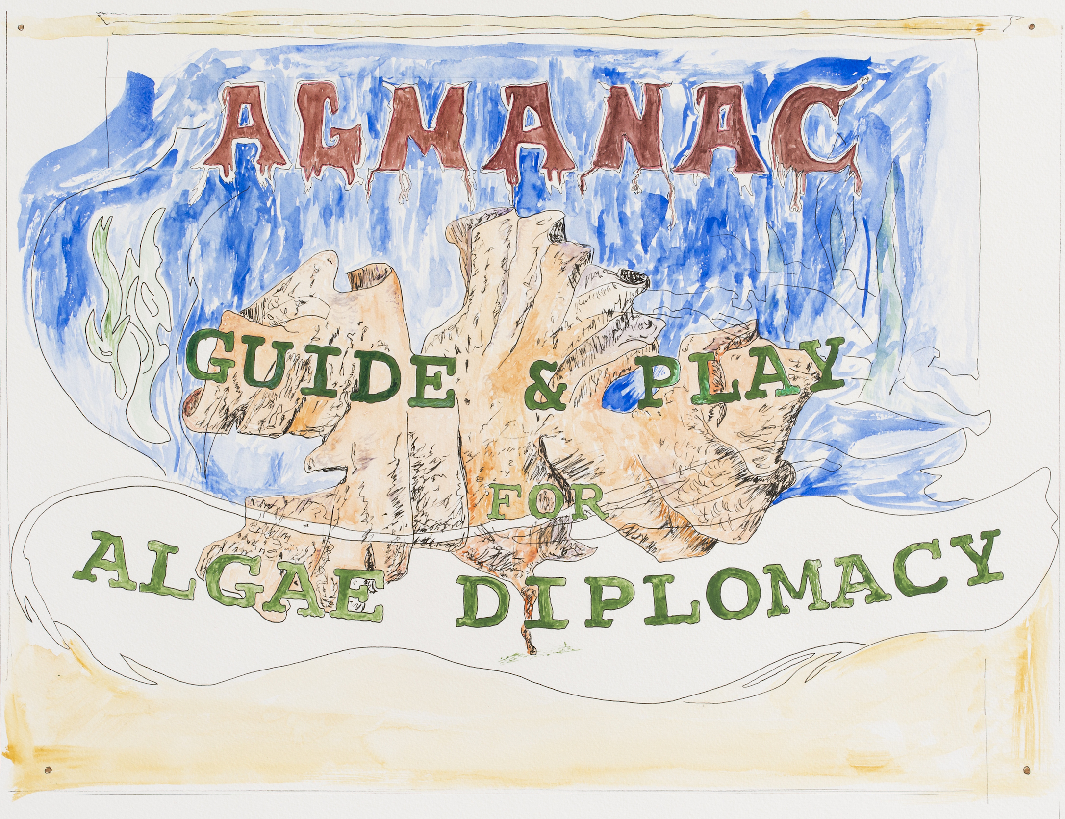 Filip Van Dingenen, Algae Diplomacy - Almanac series , Aquarelle on paper, 50 x 65 cm, 2021