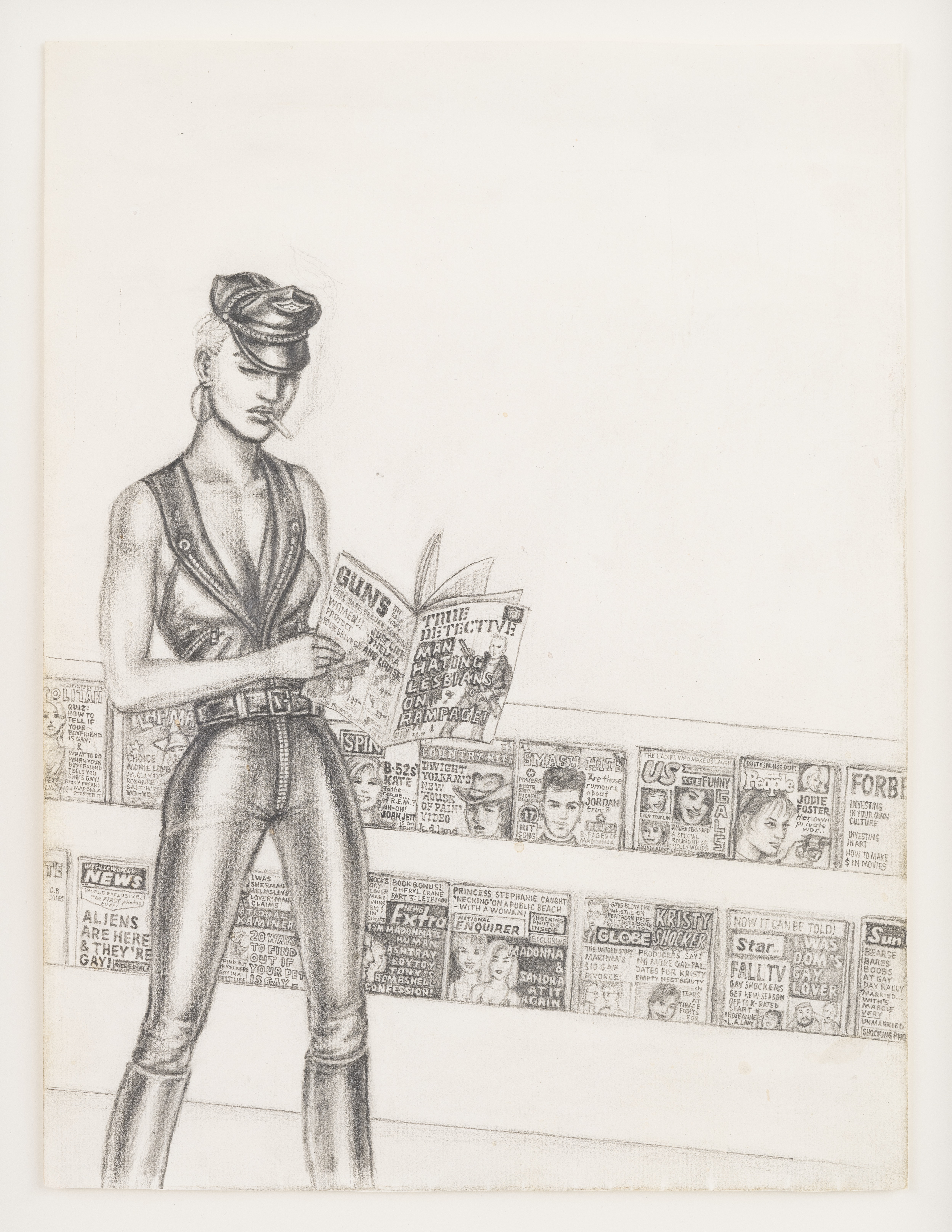 G.B.Jones,  Reading Magazines , grafiet op papier, 22,5 x 30,5 cm, 1994, foto Gunnar Meier 