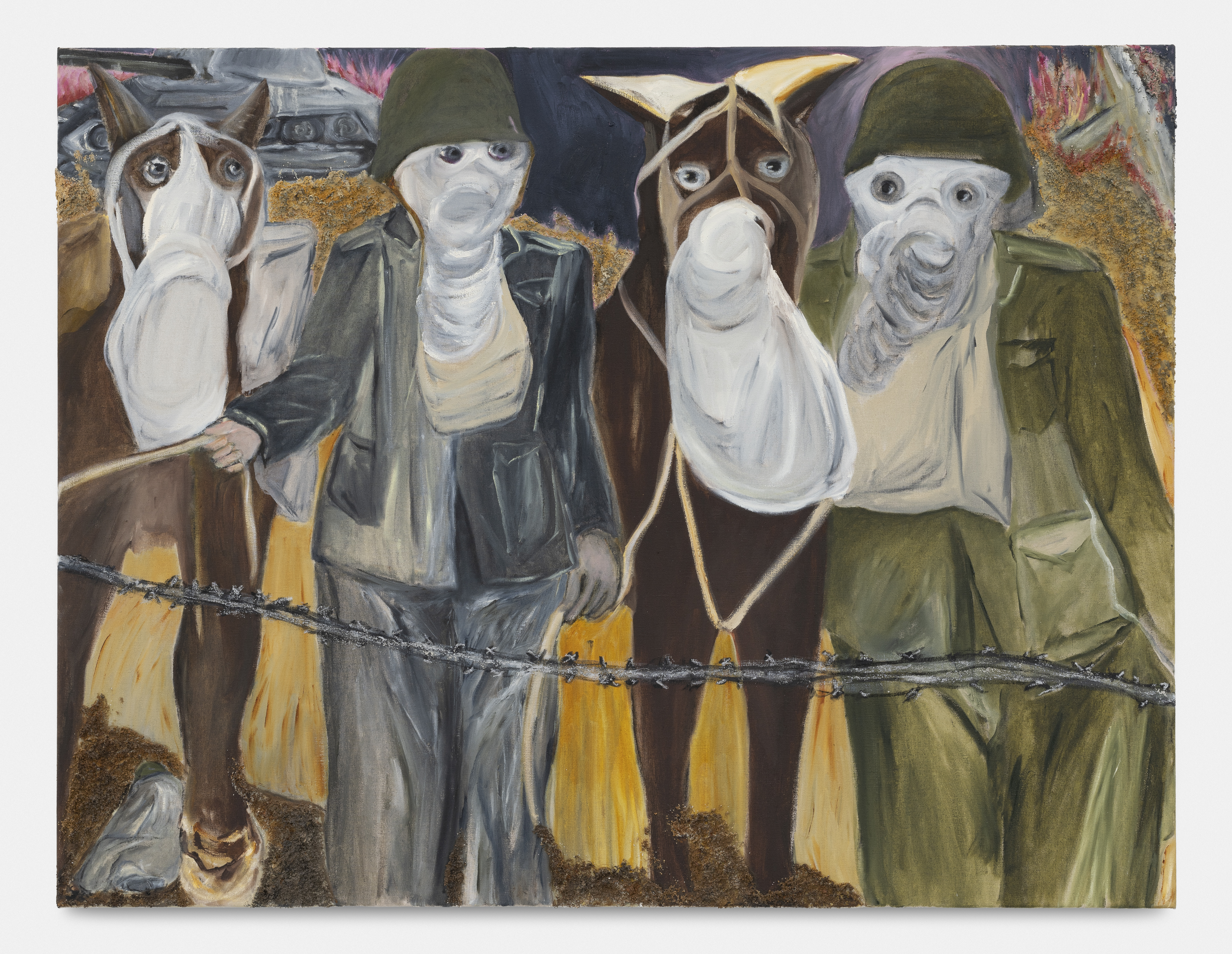 Jacqueline de Jong Horsemen 1918, 2014. Oil and ground pumice stone on canvas. Photo credits: HV photography. Courtesy the artist and rodolphe janssen, Brussels