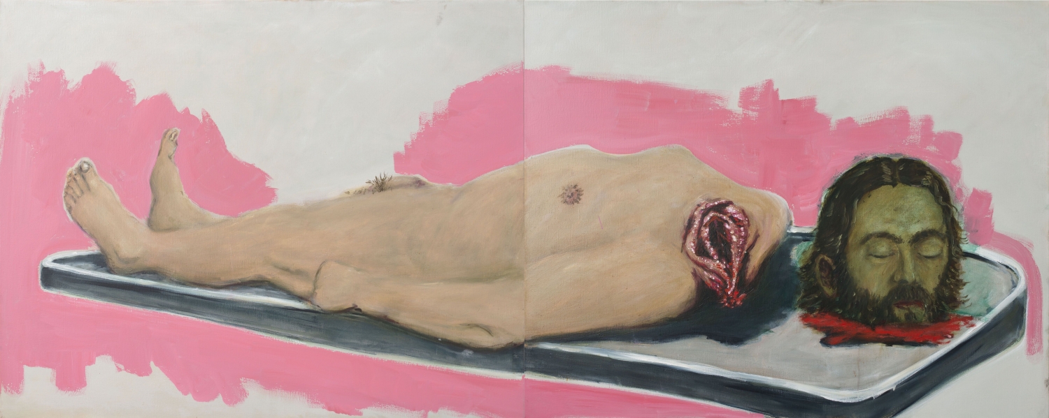 Jan Van Imschoot, 'Salomé’s gender equality', 2018, olie op doek, 80 x 200 cm © Isabelle Arthuis