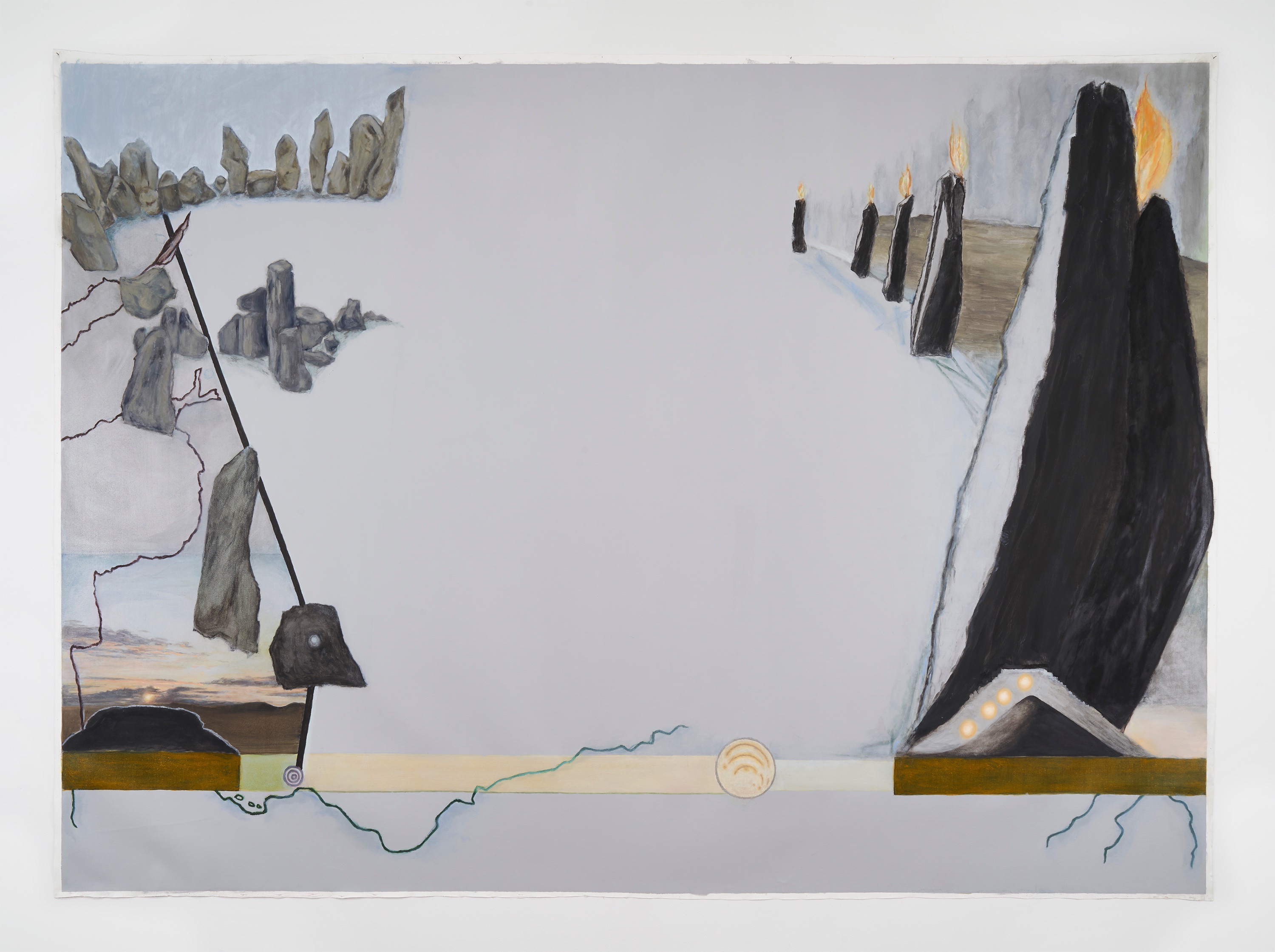 Jo Baer, Dusk (Bands and End-Points) , 2012, unframed: 220 x 300 cm, oil on canvas, courtesy Pace Gallery, New York © the artist