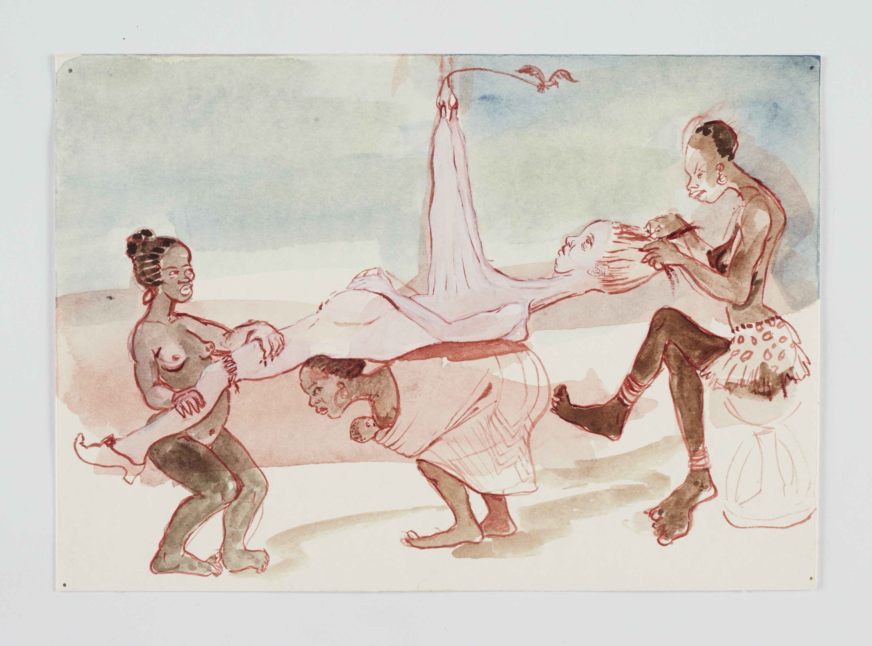 Kara Walker, Untitled , 1997-99, waterverf, inkt, gouache en pastel op papier, reeks van 13 werken, 26 x 18,1 cm, collectie Charlotte en Herbert S. Wagner III