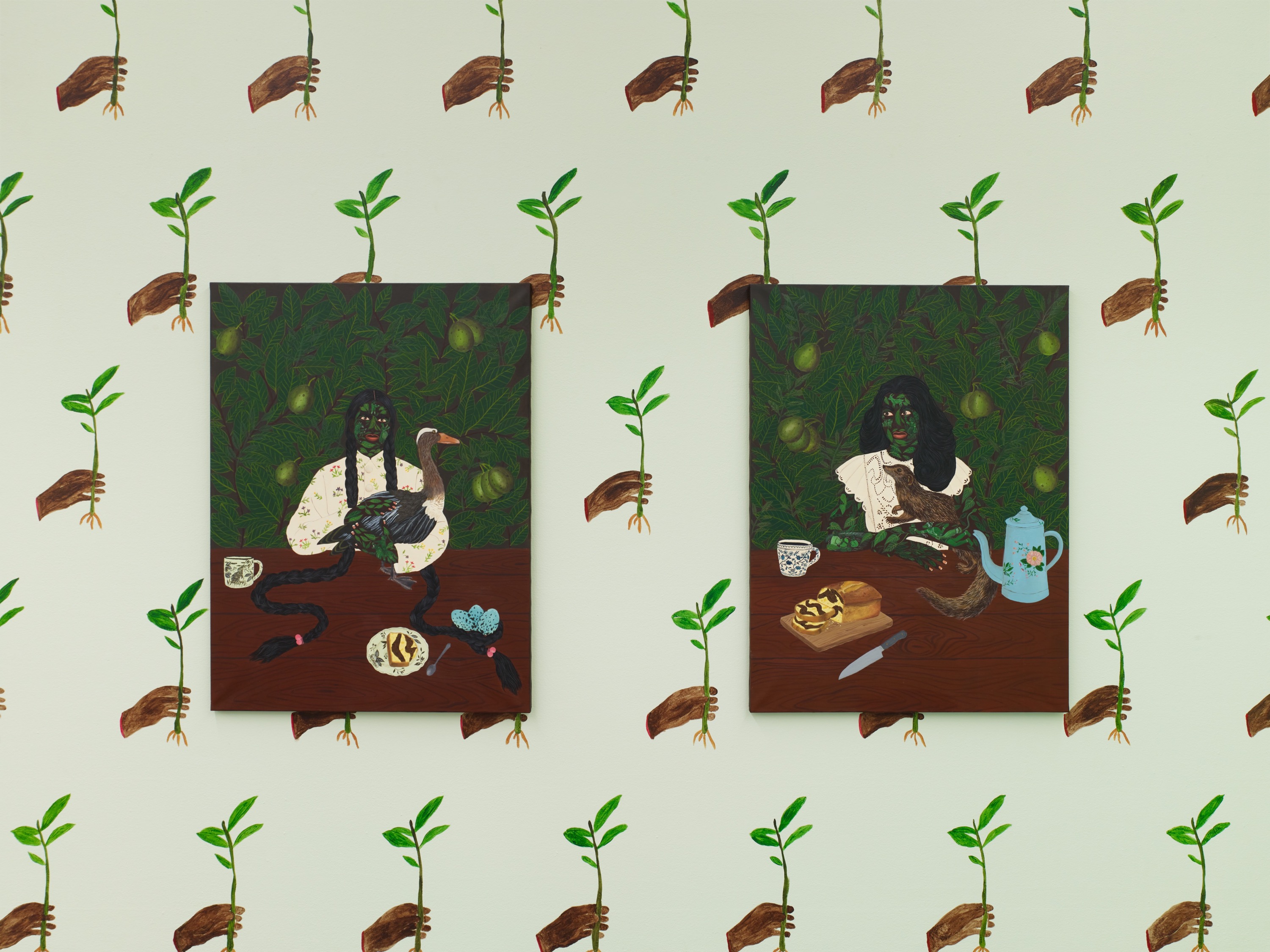 Kelly Sinnapah Mary, The Fables of Sanbras , 2023, acrylverf op doek, foto Kristien Daem