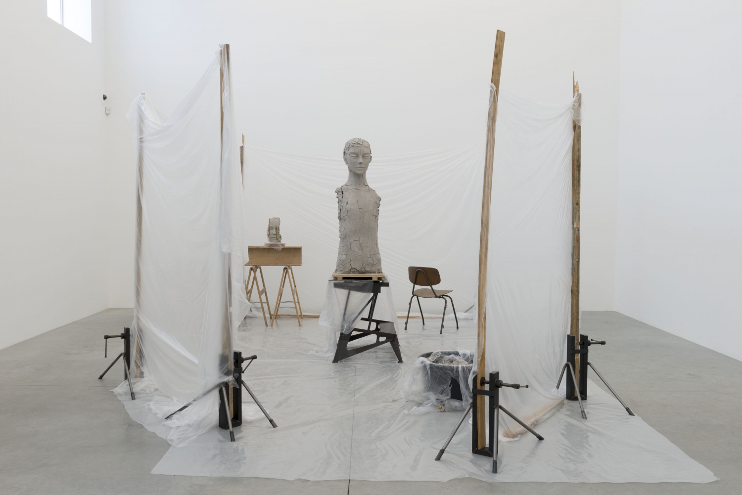Mark Manders, ‘Room with Unfired Clay Figure’, painted bronze, wood, iron, plastic, painted ceramic, chair, painted epoxy. 273 x 440 x 620 cm, 2014. Photo by Peter Cox, courtesy Zeno X Gallery Antwerp
