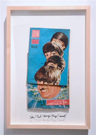 Michael Rakowitz, ‘John! Paul! George! Ringo! Gamal!’, 2014, Yugoslav Filmski Svet magazine, October 8, 1964 on Al Musawar magazine, 1960, 23.75 x 16.75 inches, framed
