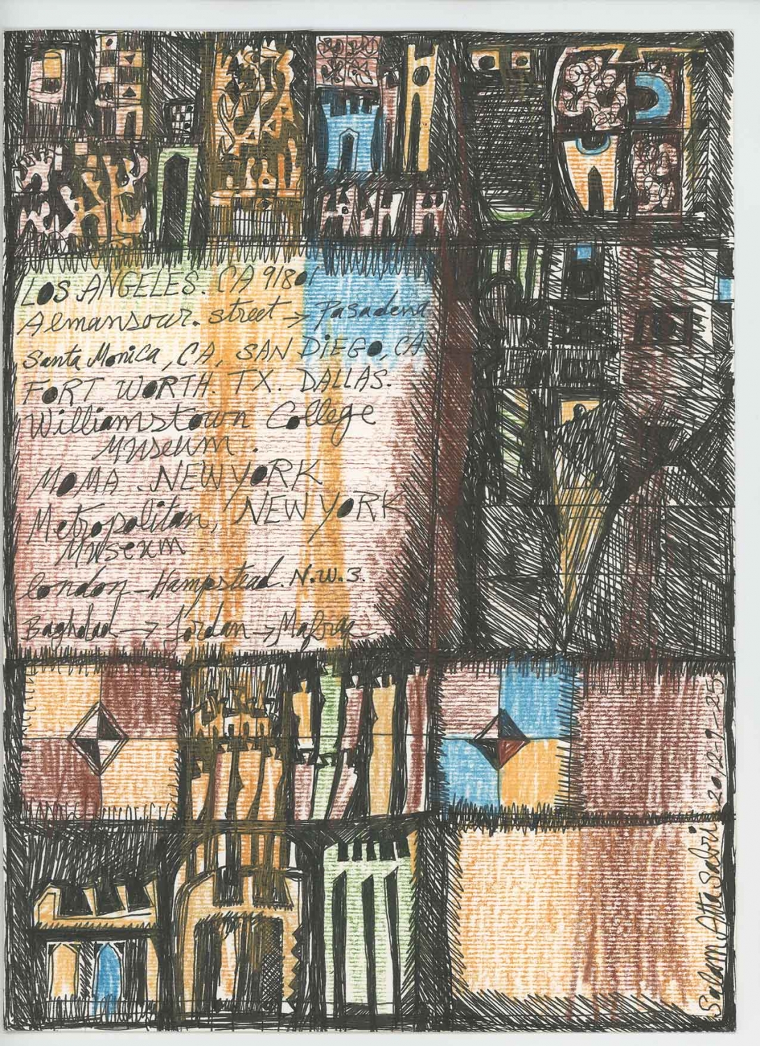 Salam Atta Sabri, ‘Letters from Baghdad’, 2010-2012, potlood op papier, 29,7 x 21 cm. Courtesy van de kunstenaar