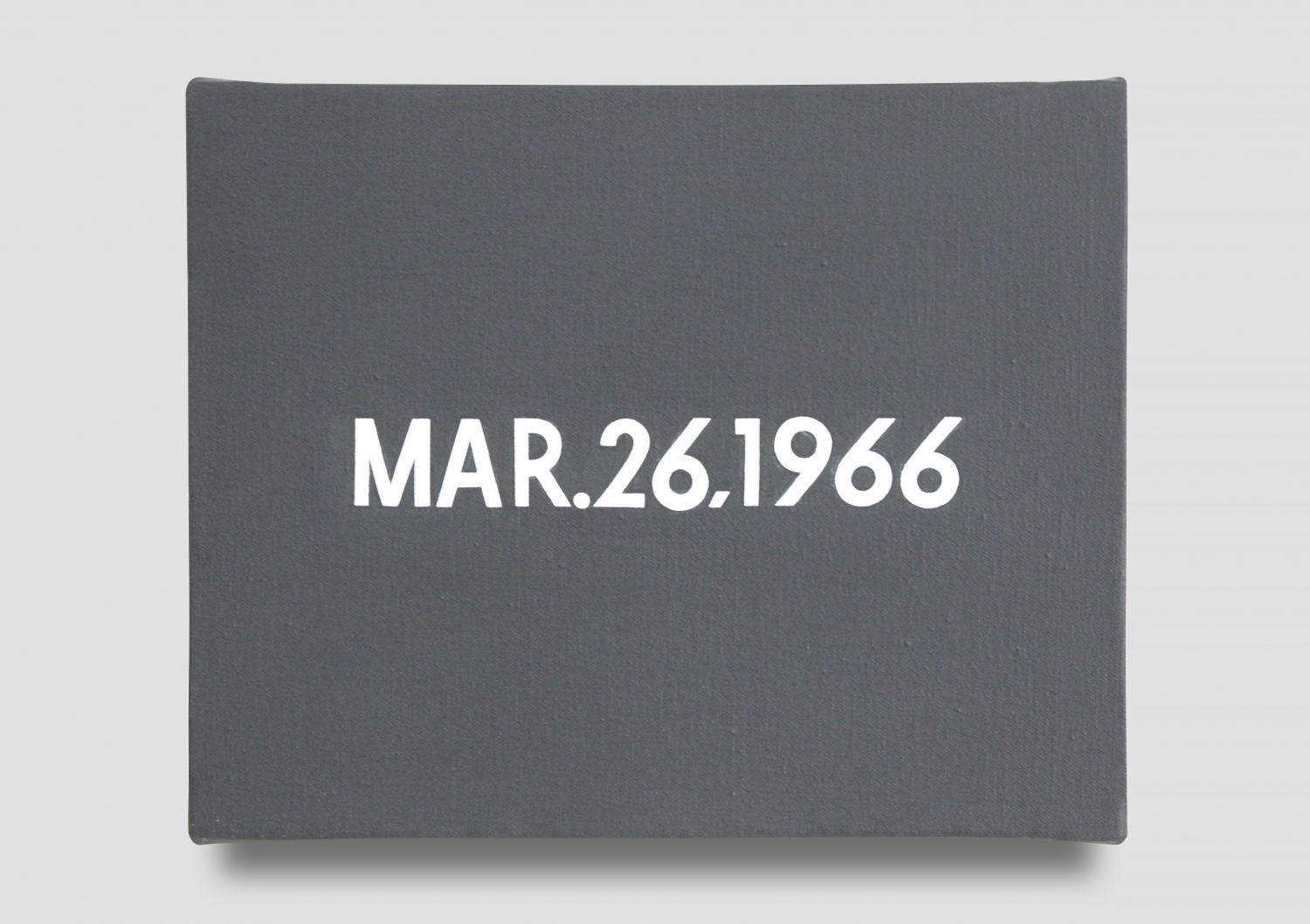 On Kawara, ‘MAR.26,1966, 1966’ from ‘Today series’, 1966-2013, 'The national congress of the Soviet Communist party in Moscow.', acrylverf op doek, 20,3 x 25,4 cm, privé verzameling, courtesy David Zwirner, New York/London’