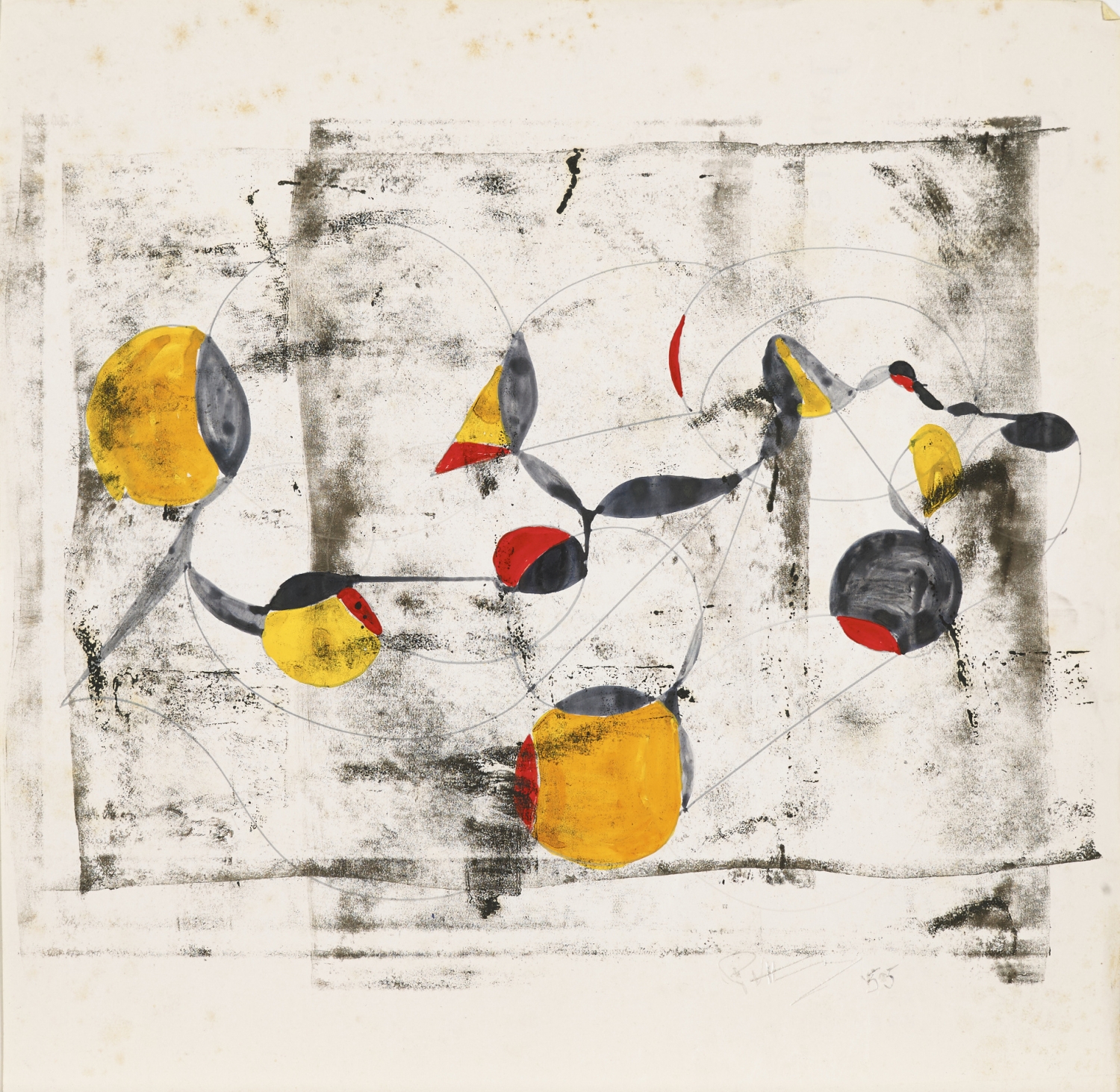 Paul Van Hoeydonck, ‘Compositie’, 1955, gouache en inkt op papier, 27,5 x 27,5 cm, courtesy MV-Art Center