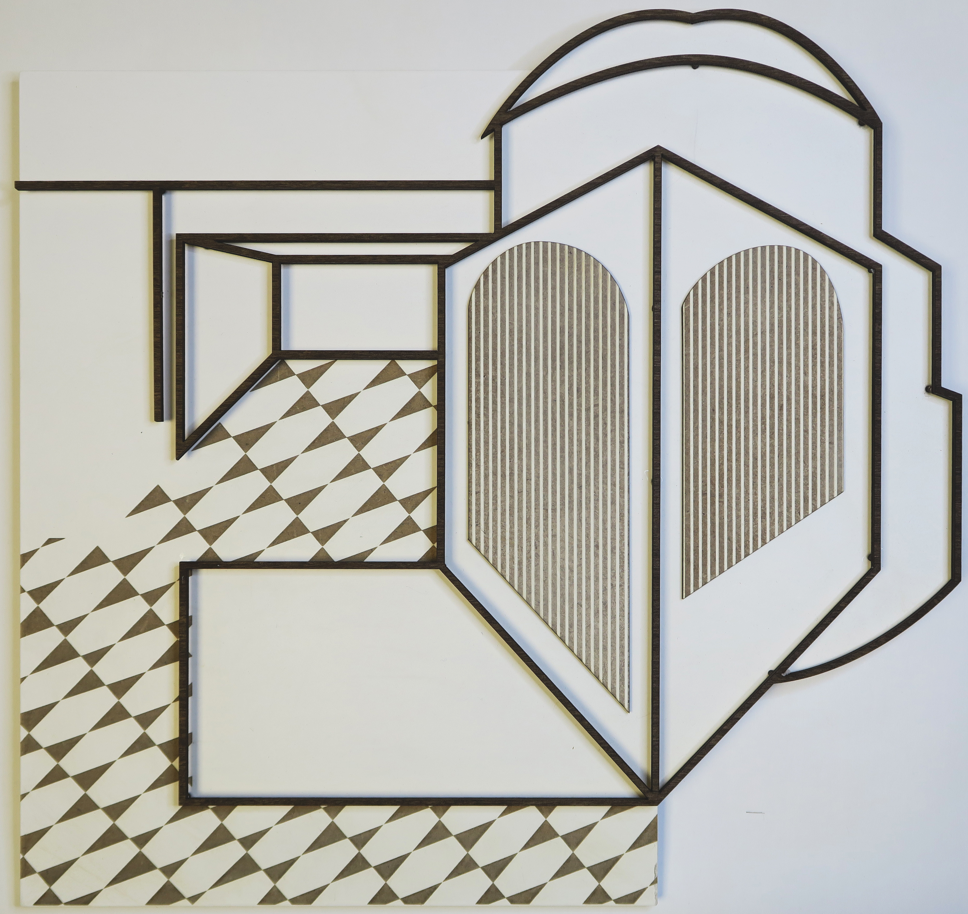 Peter Depelchin, Temple de Pan IV, 2020, wood, MDF and spray paint, 33x31,5x2cm. Copyright HUSK Gallery