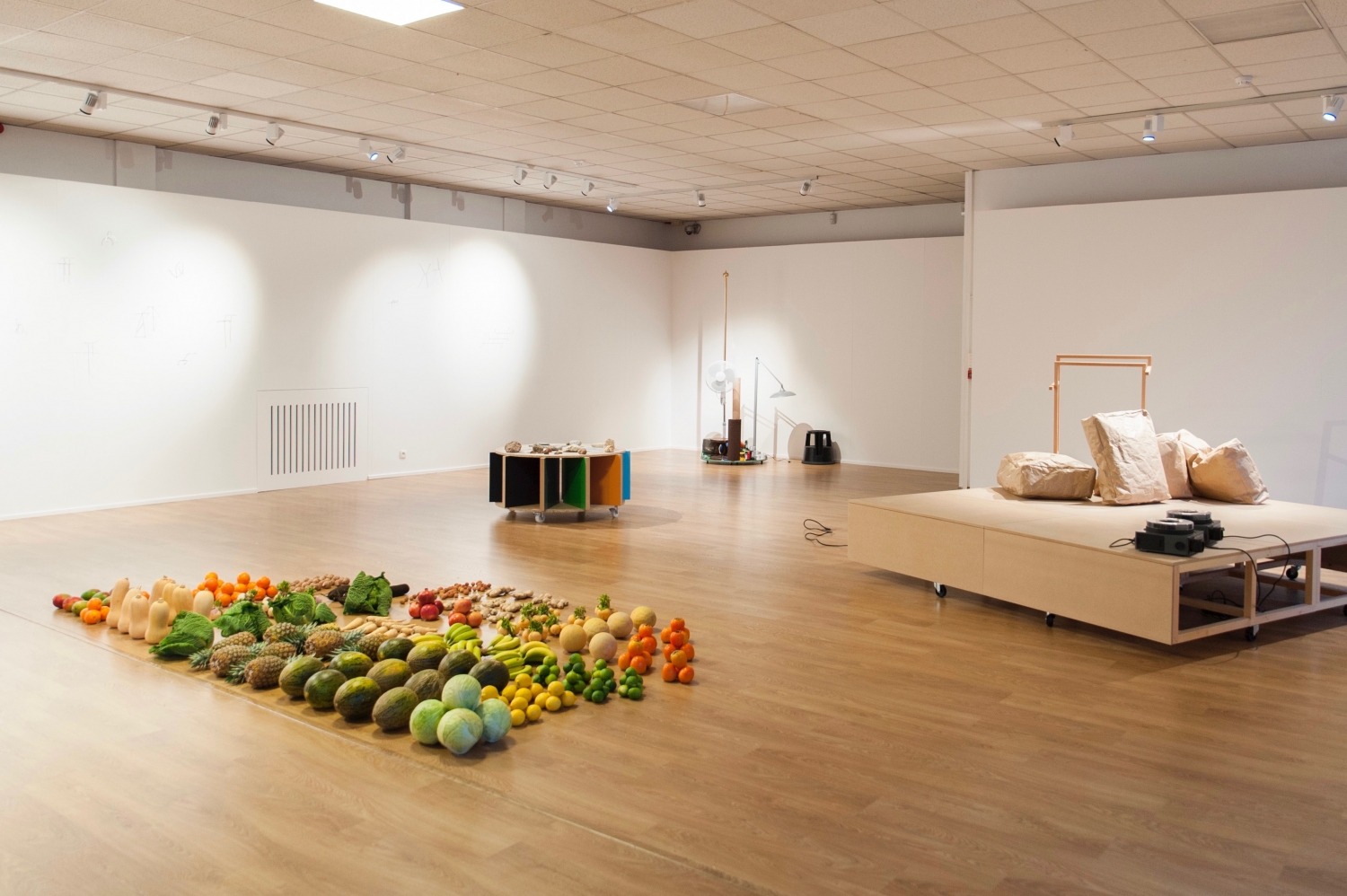 Raffaella Crispino en Hans Demeulenaere, installatiezicht ‘What We Can Use, What We Can’t Move’ in Italiaans Cultureel Centrum Brussel, 2017 © foto Alexandra Bertels, courtesy de kunstenaars