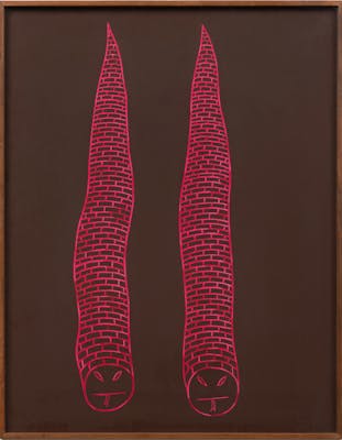 Ray Johnson, Two Brick Snakes , 1965, paint on cardboard, 72,4 x 56,8 cm, © The Ray Johnson Estate, 2023