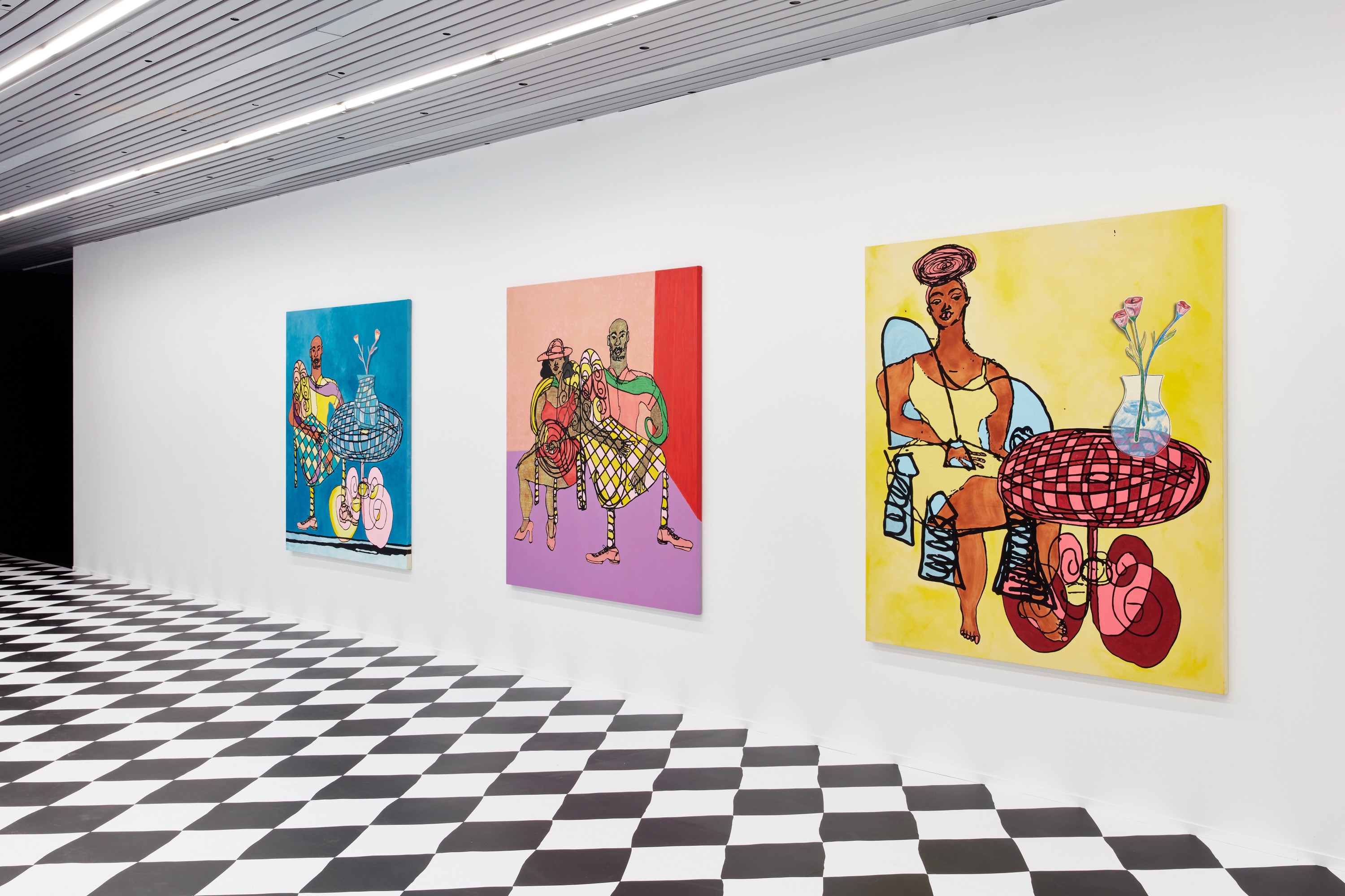 Installation view Tschabalala Self, ‘Feed Me, Kiss Me, Need Me’, Cc Strombeek, Grimbergen, courtesy the artist, Galerie Eva Presenhuber, Zurich / Vienna and Pilar Corrias, London, photo We Document Art