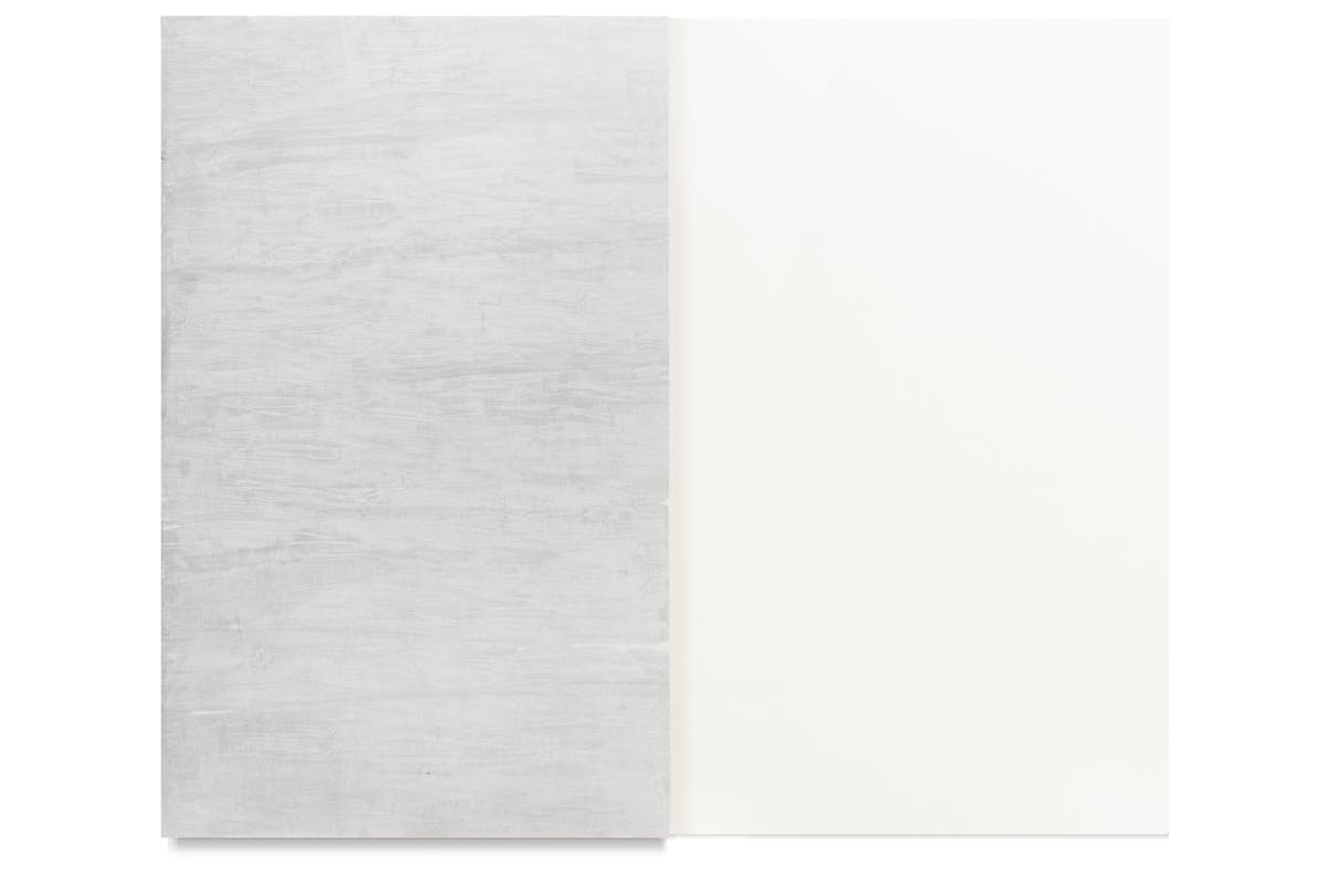 Willy De Sauter, Untitled , 2020, pigment en krijt op paneel, 2x (150 x 95 cm), courtesy de kunstenaar en Gallery Sofie Van de Velde