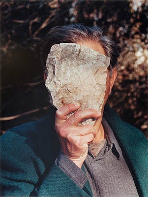Jimmie Durham, Self-Portrait Pretending to Be a Stone Statue of Myself (2006), courtesy ZKM Center for Art and Media, Karlsruhe