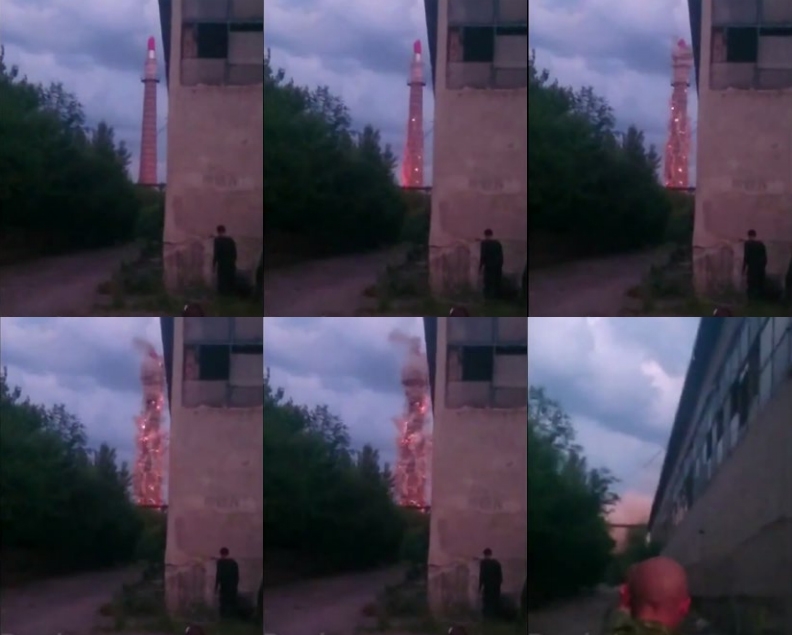 The Donstsk People’s Republic (DPR) destroy’s Pascale Marthine Tayou’s Transform! (2012), at the Izolyatsia Center for Cultural Initiatives, video stills, courtesy Artnet